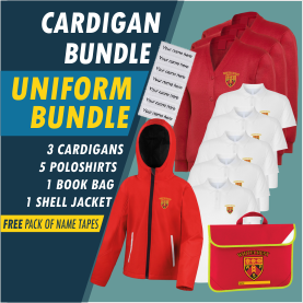 Bundle offer of 3 Cardigans, 5 poloshrts, 1 Fleece Jacket and a Book Bag! FREE name tapes