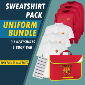 Bundle offer of 3 Sweatshirt, 3 poloshrts and a Book Bag! FREE name tapes